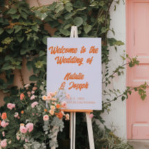 Modern Orange Colorful Retro Bold Wedding Welcome