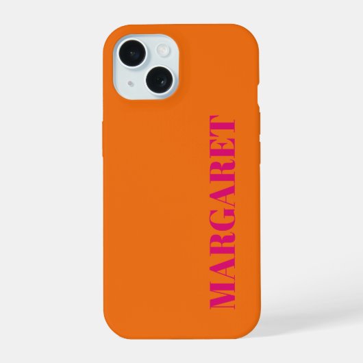 Modern orange fuchsia monogram name Phone Case iPhone 15 Case (Achterkant)