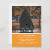 Modern Orange Graduation Cap Senior Photo Kaart (Achterkant)