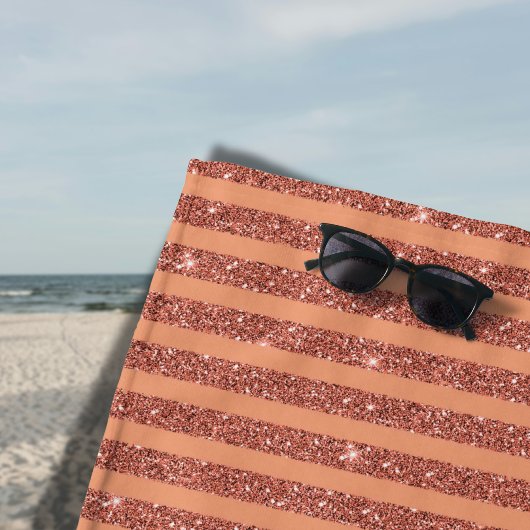Modern Orange Mango Glitter Style Vertical Stripes Strandlaken