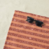Modern Orange Mango Glitter Style Vertical Stripes Strandlaken (In situ)