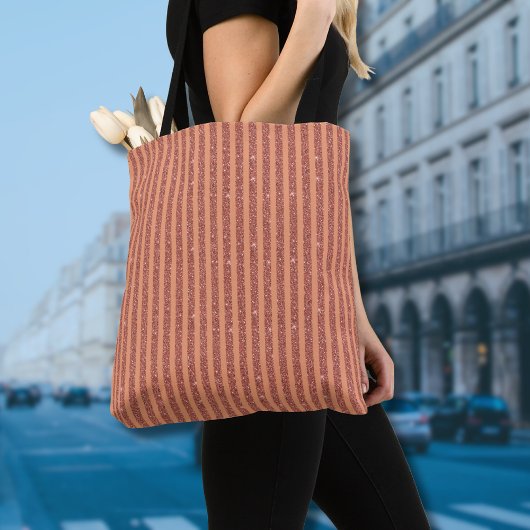 Modern Orange Mango Glitter Style Vertical Stripes Tote Bag