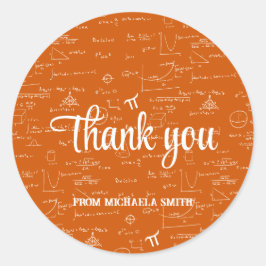 Modern Orange Math Graduation Thank You Ronde Sticker