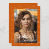 Modern Orange Math Photo College Graduation Aankondiging (Voorkant / Achterkant)