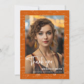 Modern Orange Math Script Photo Graduation Bedankkaart (Voorkant)