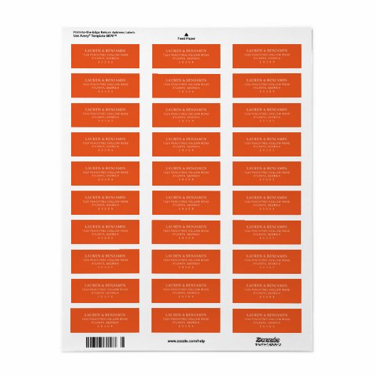 Modern Orange Minimalist Etiket (Full Sheet)