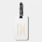 Modern Orange Monogram Bagagelabel (Achterkant verticaal)