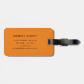 Modern Orange Monogram Bagagelabel (Achterkant horizontaal)