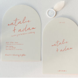 Modern Orange Retro Fun Whimsical Arched Wedding Kaart