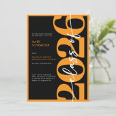 Modern Orange Typography Graduation Announcement Kaart (Staand voorkant)