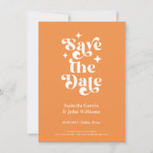 Modern Orange Typography Photo Save The Date Aankondiging (Voorkant)
