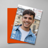 Modern Orange Vertical Name Graduation Photo Card Kaart