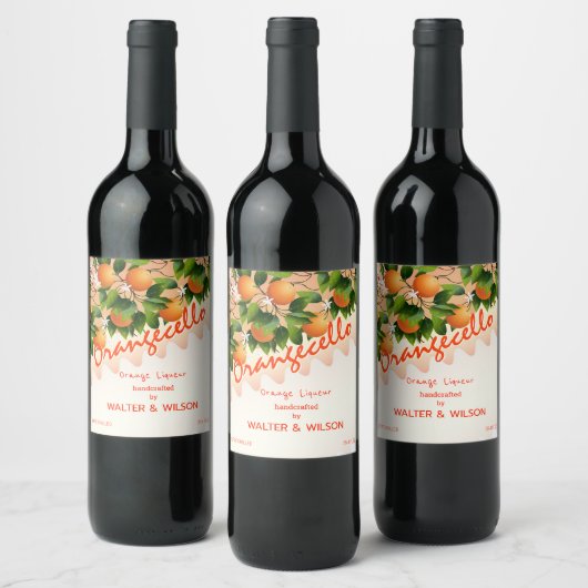 Modern Orangecello Sinaasappel Wijn Etiket (Flessen)