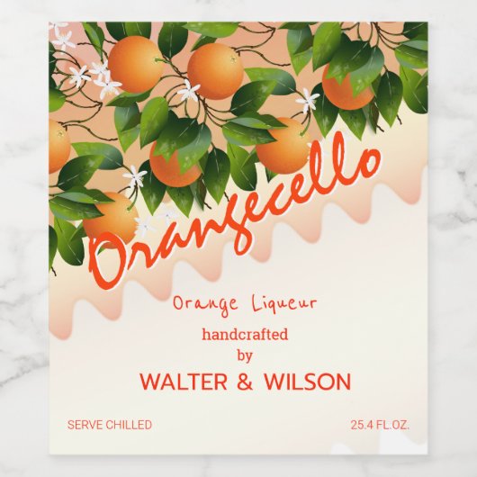 Modern Orangecello Sinaasappel Wijn Etiket (Enkel label)