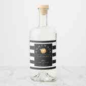 Modern Orangecello Zwart Streep Drank Label Likeurfles Etiket (Voorkant)