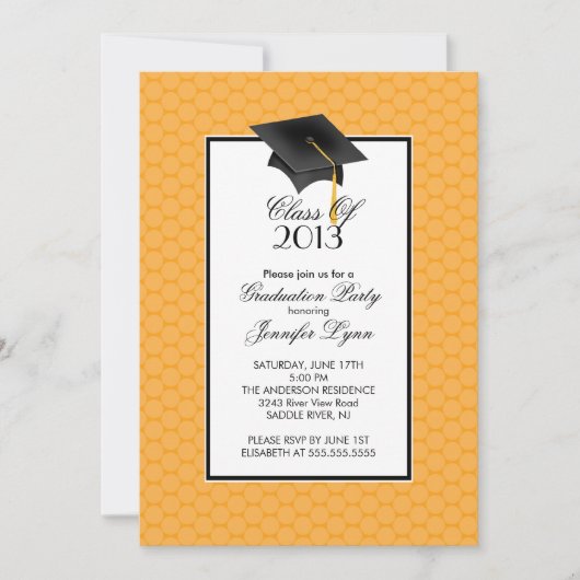 Modern Oranje 2013 Graduation Party Invitation Kaart (Voorkant)