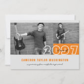 Modern Oranje 2 Fotoblokkers GraduPartij Kaart (Voorkant)