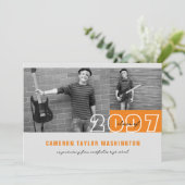 Modern Oranje 2 Fotoblokkers GraduPartij Kaart (Staand voorkant)