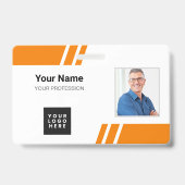 Modern Oranje Aangepaste Personeelskaart Badge (Voorzijde)