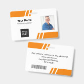 Modern Oranje Aangepaste Personeelskaart Badge (Voor- en achterkant)
