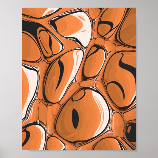 Modern Oranje Abstract bubbel art design Poster (Voorkant)