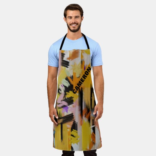 Modern Oranje Abstract schilderen op maat Schort (Gedragen)