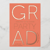 MODERN ORANJE AFSTUDEERDER PARTY Class van 2024 RO Folie Uitnodiging (Voorkant)