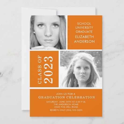 Modern Oranje Afstuderen Kaart (Voorkant)