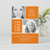 Modern Oranje Afstuderen Kaart (Staand voorkant)