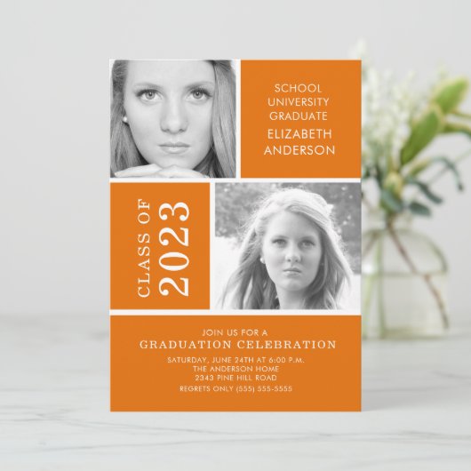 Modern Oranje Afstuderen Kaart (Staand voorkant)