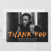 Modern Oranje Afstuderen van de Fotoplaat van de V Bedankkaart (Voorkant)