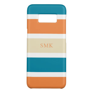 Modern Oranje Blauwgroen blauw bandenmonogram Case-Mate Samsung Galaxy S8 Hoesje