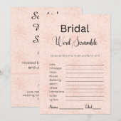 Modern Oranje Bloemen Bruids Woord Scramble Game Kaart (Voorkant / Achterkant)