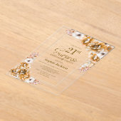 Modern Oranje Bloemen Verrassing 21ste Verjaardag  Acryl Uitnodigingen (Laagn)