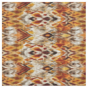 Modern Oranje Boho Tribal Ikat Pattern Stof