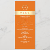 Modern Oranje Bruiloftsmenu Menu (Voorkant)