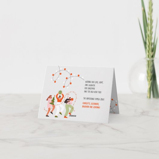 Modern Oranje cadeau Vrolijk kerstverhaal Feestdagen Kaart (Achterkant)