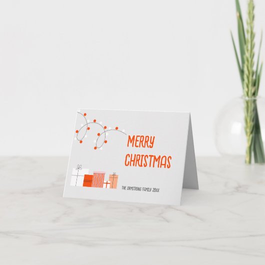 Modern Oranje cadeau Vrolijk kerstverhaal Feestdagen Kaart (Voorkant)