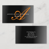 Modern Oranje Calligrahy Monogram Gray Trendy Visitekaartje (Voorkant / Achterkant)