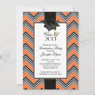 Modern Oranje Chevron 2013 Graduation Party Kaart
