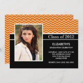 Modern Oranje Chevron Fotograduatie Partij Kaart (Voorkant / Achterkant)