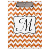 Modern Oranje Chevron Monogram Initiaal Klembord (Voorkant)