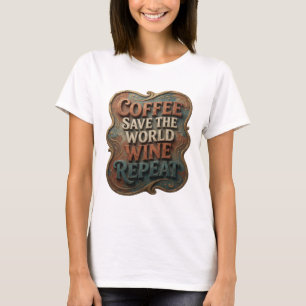Modern Oranje COFFIE RED DE WERELD WIJN HERHALEN T-shirt