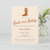 Modern Oranje Cowgirl Boots Vrijgezellenfeest Kaart (Staand voorkant)