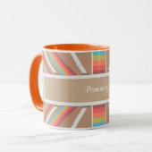 Modern Oranje en beige Aztec Patroon personalisere Mok (Voorkant links)
