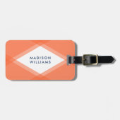 Modern Oranje en blauw gelaagd geometrisch Bagagelabel (Voorkant horizontaal)