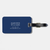 Modern Oranje en blauw gelaagd geometrisch Bagagelabel (Achterkant horizontaal)