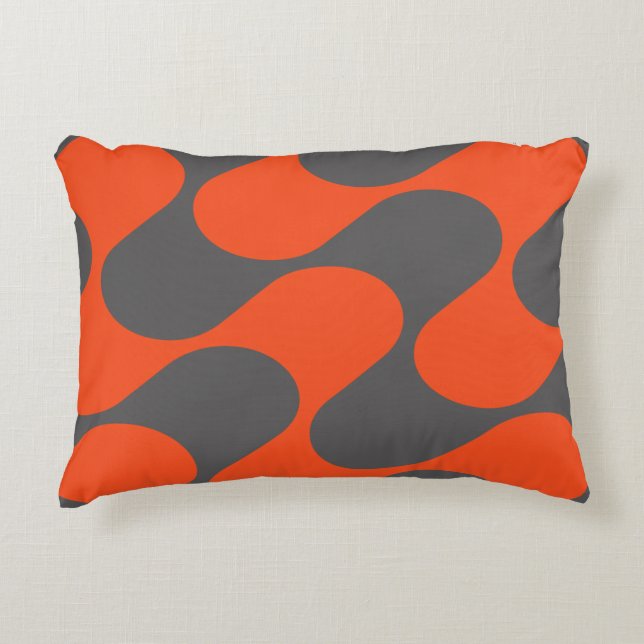 Modern Oranje en grijs Abstract geometrisch patroo Accent Kussen (Voorkant)