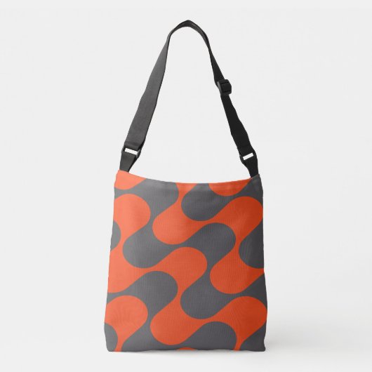 Modern Oranje en grijs Abstract geometrisch patroo Crossbody Tas (Voorkant)