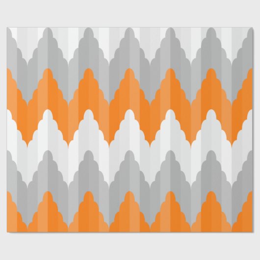 Modern Oranje en grijs Chevron striped pattern Cadeaupapier (Vlak)